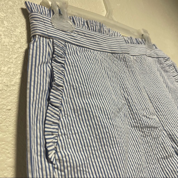 J. Crew Seersucker Striped Ruffle Shorts, blue and white stripes - Picture 7 of 14